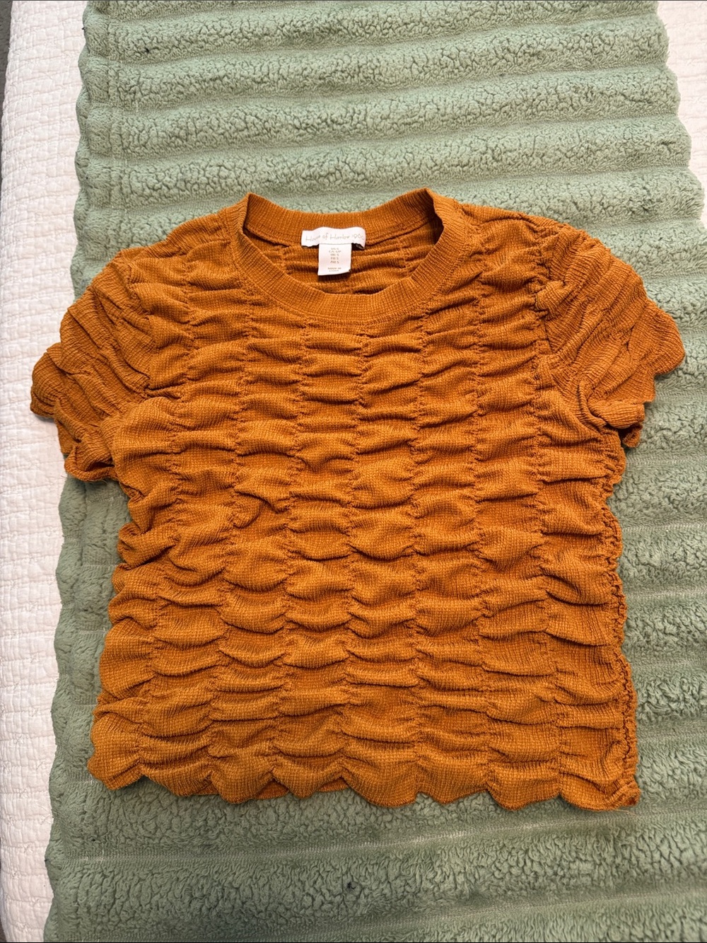 House of Harlow 1960 mustard brown Ribbed Short-Sleeve Top